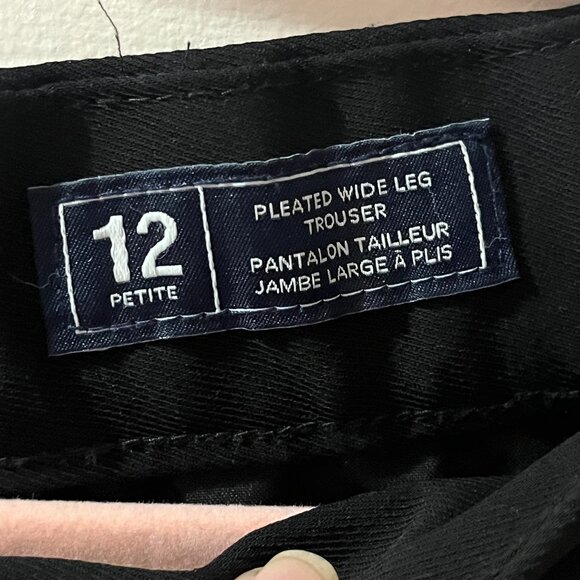 GAP Pleated Wide Leg Trouser Black Women's Size 12 Petite Dress Pant Office Work - Picture 6 of 10